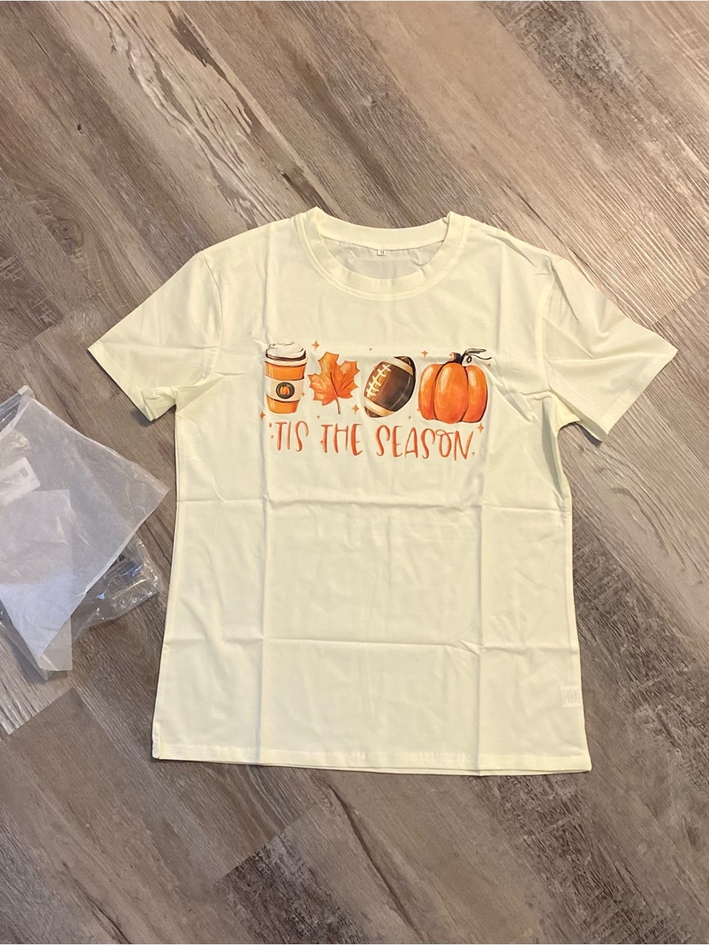 "Tis The Season" Fall Autumn Pumpkin Latte Woman's T-shirt Top Size M
